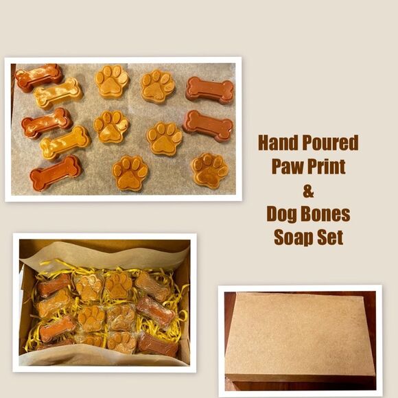 Hand Poured Paw Print & Dog Bones Soap Set - Picture 1 of 1